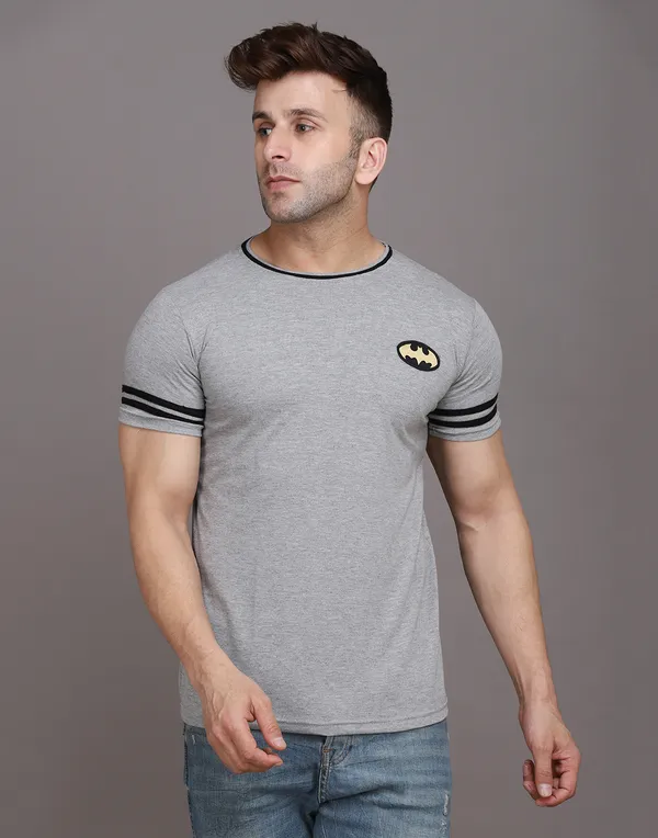 Silver_Cotton_Blend_Round_Neck_Half_Sleeve_T_Shirt_For_Men