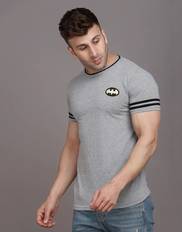 Silver_Cotton_Blend_Round_Neck_Half_Sleeve_T_Shirt_For_Men