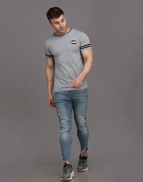 Silver_Cotton_Blend_Round_Neck_Half_Sleeve_T_Shirt_For_Men