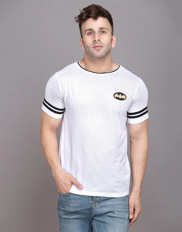 White_Cotton_Blend_Round_Neck_Half_Sleeve_T_Shirt_For_Men