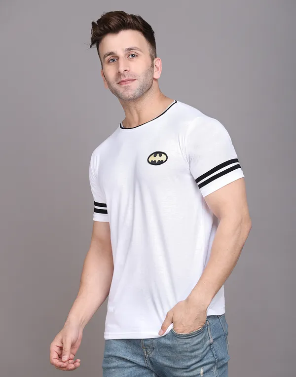 White_Cotton_Blend_Round_Neck_Half_Sleeve_T_Shirt_For_Men