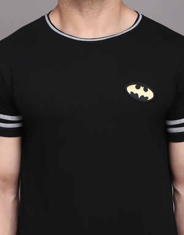 Black_Cotton_Blend_Round_Neck_Half_Sleeve_T_Shirt_For_Men
