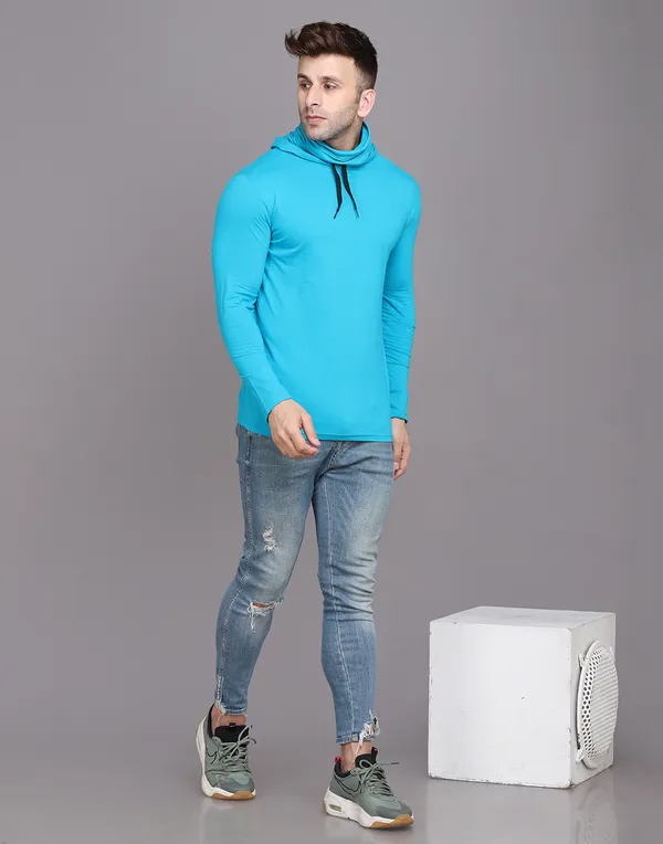 Turquoise_Cotton_Blend_Hooded_Neck_Full_Sleeve_T_Shirt_For_Men
