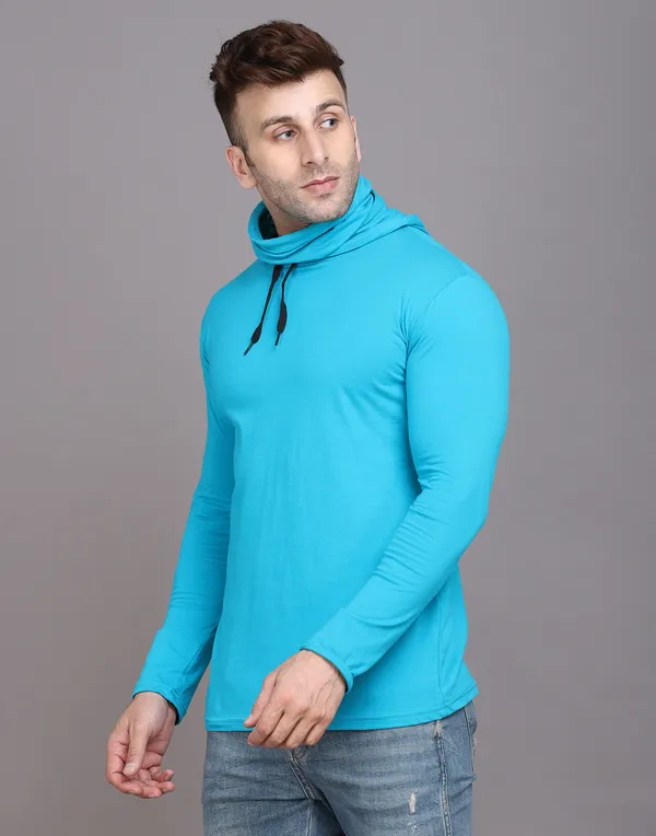 Turquoise_Cotton_Blend_Hooded_Neck_Full_Sleeve_T_Shirt_For_Men