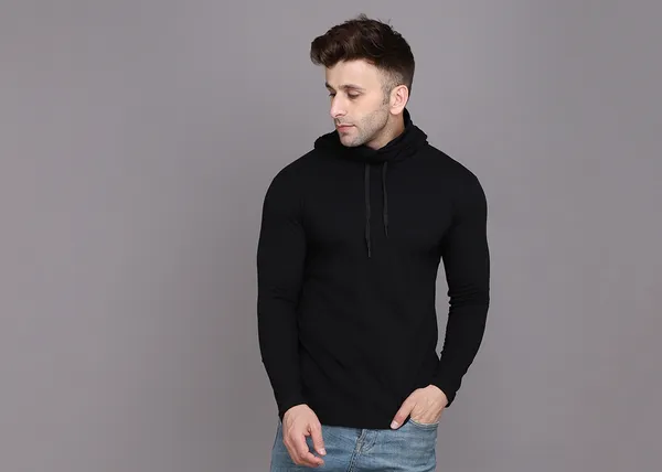 Black_Cotton_Blend_Hooded_Neck_Full_Sleeve_T_Shirt_For_Men