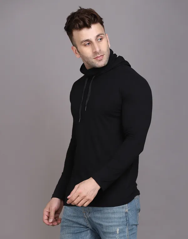 Black_Cotton_Blend_Hooded_Neck_Full_Sleeve_T_Shirt_For_Men