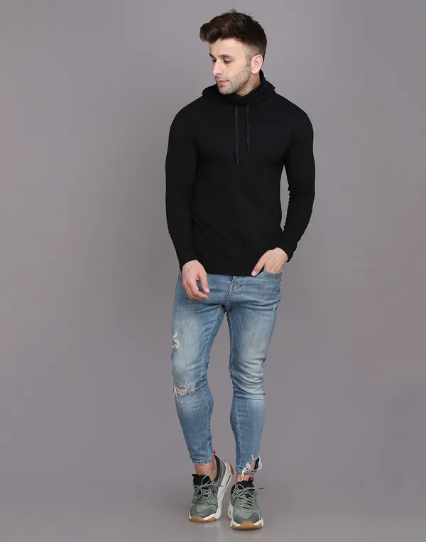 Black_Cotton_Blend_Hooded_Neck_Full_Sleeve_T_Shirt_For_Men