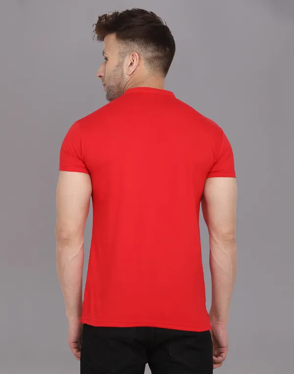 Red_Cotton_Blend_Mandarin_Collar_Half_Sleeve_T_Shirt_For_Men