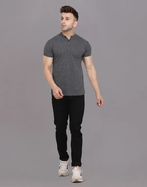 Grey_Cotton_Blend_Mandarin_Collar_Half_Sleeve_T_Shirt_For_Men