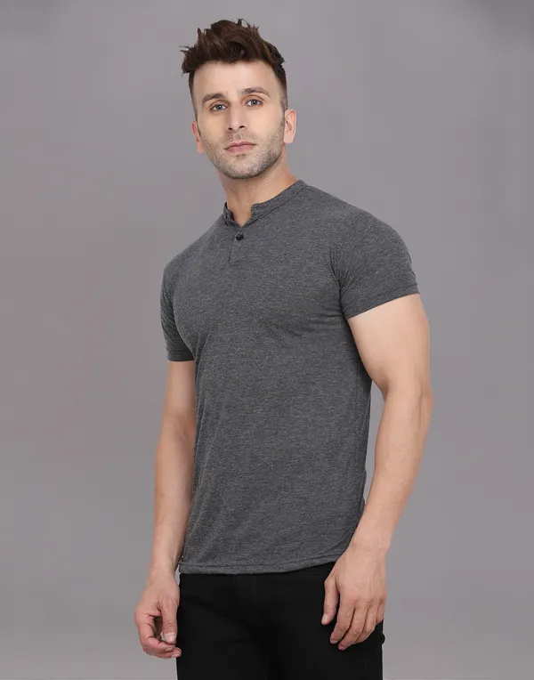 Grey_Cotton_Blend_Mandarin_Collar_Half_Sleeve_T_Shirt_For_Men
