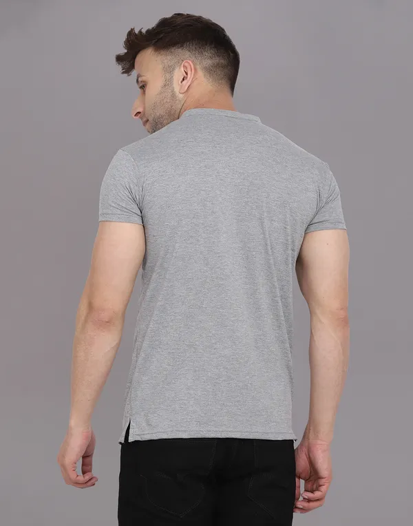 Silver_Cotton_Blend_Mandarin_Collar_Half_Sleeve_T_Shirt_For_Men