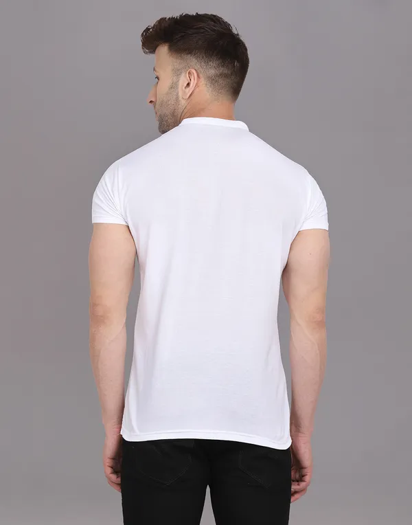 White_Cotton_Blend_Mandarin_Collar_Half_Sleeve_T_Shirt_For_Men