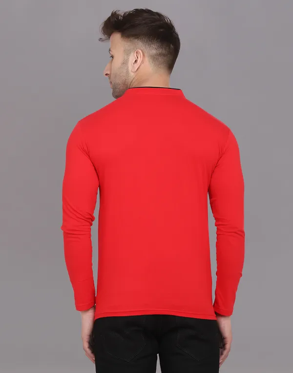 Red_Cotton_Blend_Mandarin_Collar_Full_Sleeve_T_Shirt_For_Men
