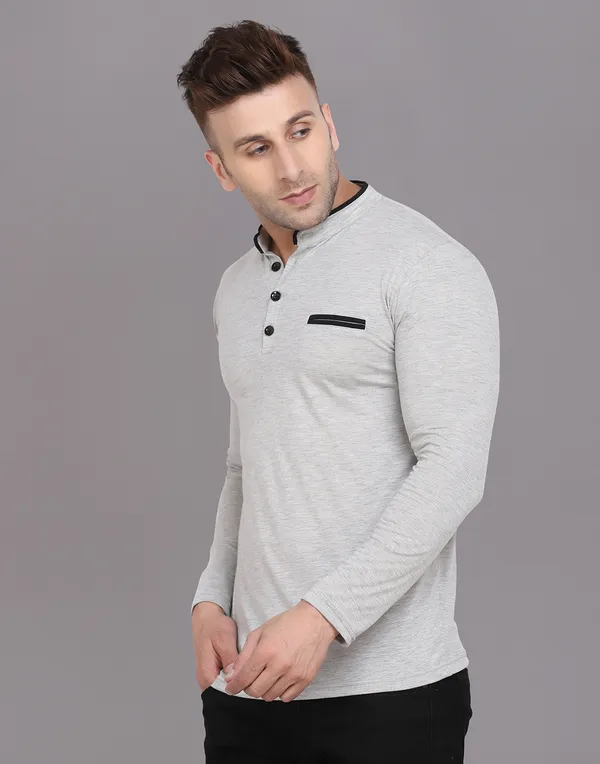 Silver_Cotton_Blend_Mandarin_Collar_Full_Sleeve_T_Shirt_For_Men