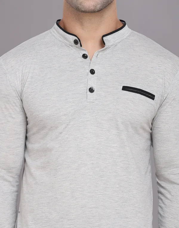 Silver_Cotton_Blend_Mandarin_Collar_Full_Sleeve_T_Shirt_For_Men