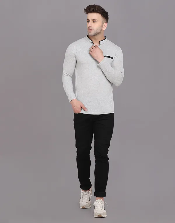 Silver_Cotton_Blend_Mandarin_Collar_Full_Sleeve_T_Shirt_For_Men