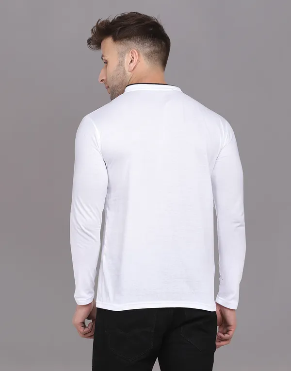 White_Cotton_Blend_Mandarin_Collar_Full_Sleeve_T_Shirt_For_Men