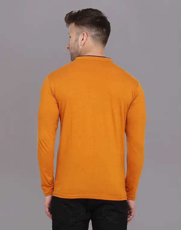 Mustard_Cotton_Blend_Mandarin_Collar_Full_Sleeve_T_Shirt_For_Men