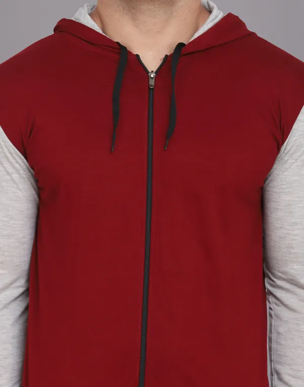 Maroon_Cotton_Blend_Hooded_Neck_Full_Sleeve_T_Shirt_For_Men