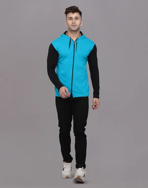 Turquoise_Cotton_Blend_Hooded_Neck_Full_Sleeve_T_Shirt_For_Men