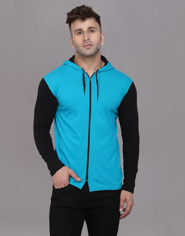 Turquoise_Cotton_Blend_Hooded_Neck_Full_Sleeve_T_Shirt_For_Men