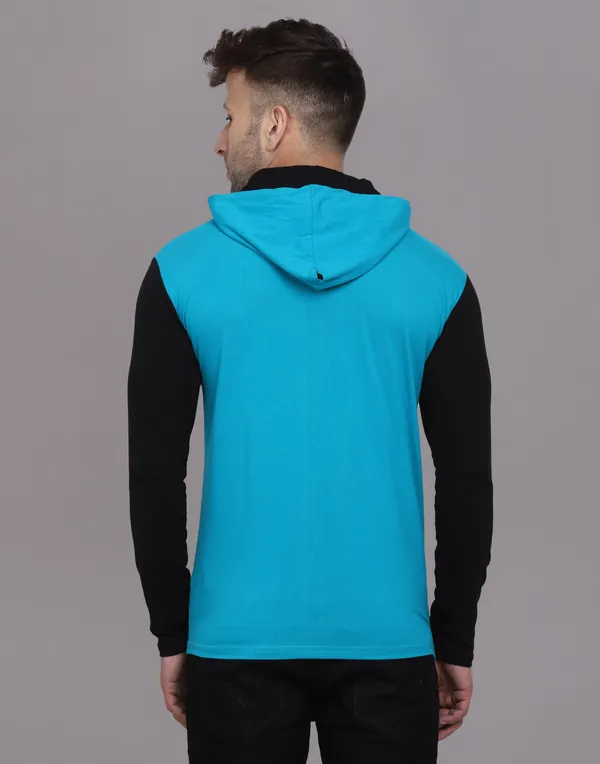 Turquoise_Cotton_Blend_Hooded_Neck_Full_Sleeve_T_Shirt_For_Men
