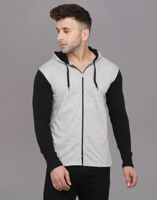 Silver_Cotton_Blend_Hooded_Neck_Full_Sleeve_T_Shirt_For_Men