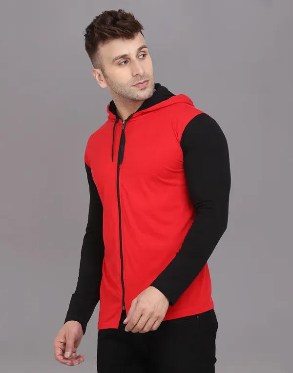 Red_Cotton_Blend_Hooded_Neck_Full_Sleeve_T_Shirt_For_Men