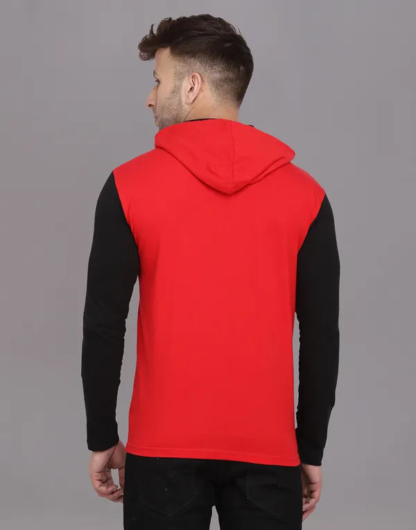 Red_Cotton_Blend_Hooded_Neck_Full_Sleeve_T_Shirt_For_Men