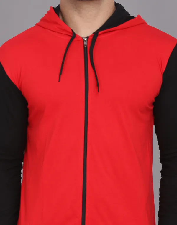 Red_Cotton_Blend_Hooded_Neck_Full_Sleeve_T_Shirt_For_Men