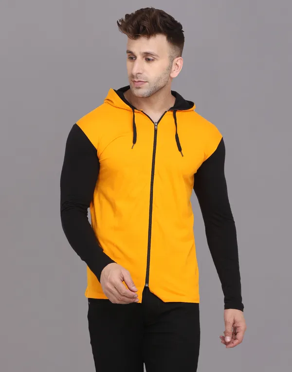 Yellow_Cotton_Blend_Hooded_Neck_Full_Sleeve_T_Shirt_For_Men