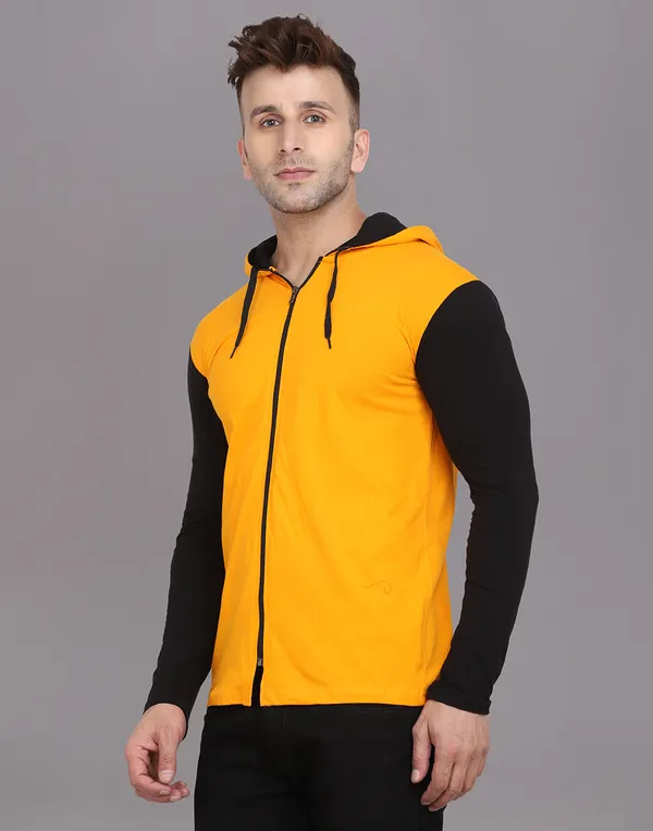 Yellow_Cotton_Blend_Hooded_Neck_Full_Sleeve_T_Shirt_For_Men