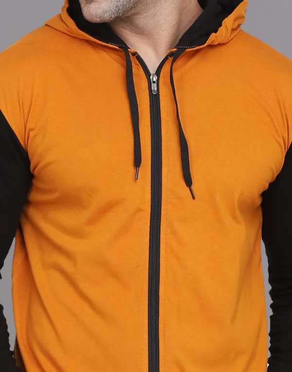 Mustard_Full_Sleeve_Cotton_Blend_Hooded_Neck_T-Shirt_For_Men