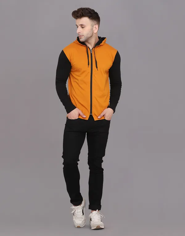 Mustard_Full_Sleeve_Cotton_Blend_Hooded_Neck_T-Shirt_For_Men