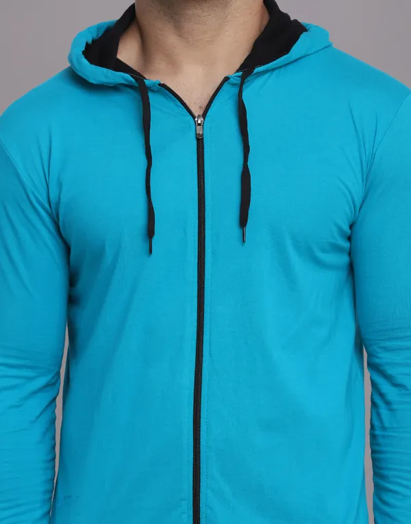 Turquoise_Cotton_Blend_Hooded_Neck_Full_Sleeve_T_Shirt_For_Men