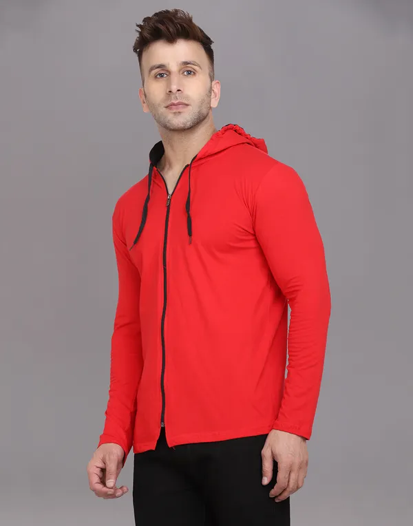 Red_Cotton_Blend_Hooded_Neck_Full_Sleeve_T_Shirt_For_Men
