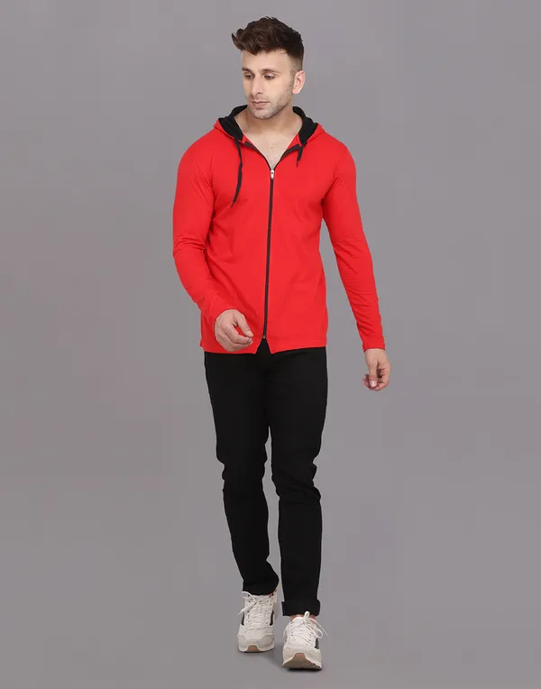 Red_Cotton_Blend_Hooded_Neck_Full_Sleeve_T_Shirt_For_Men