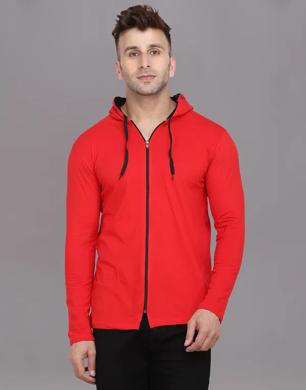 Red_Cotton_Blend_Hooded_Neck_Full_Sleeve_T_Shirt_For_Men
