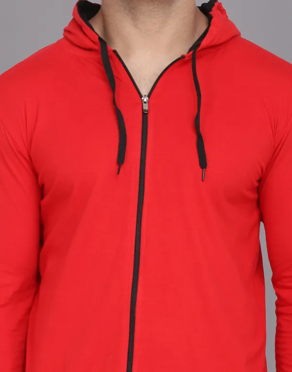 Red_Cotton_Blend_Hooded_Neck_Full_Sleeve_T_Shirt_For_Men