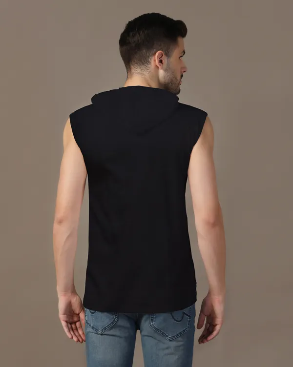 Black_Sleeveless_Cotton_Blend_Hooded_Neck__T-Shirt_For_Men