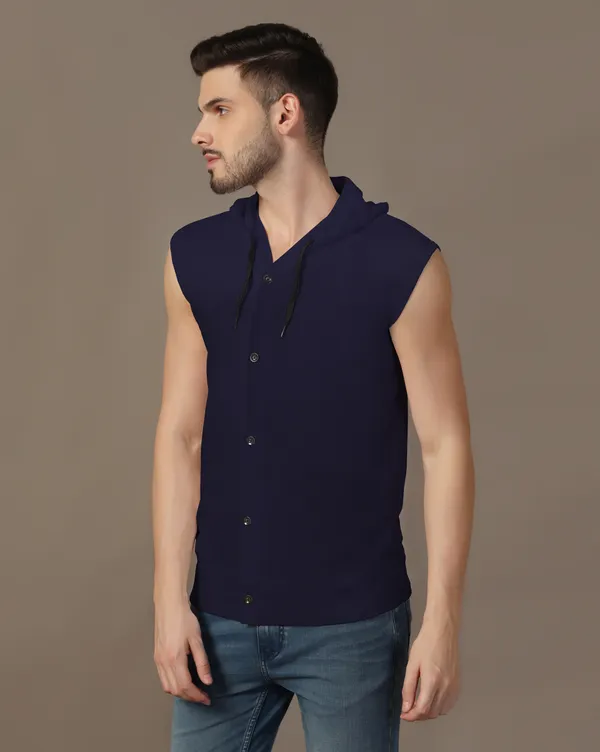 Dark_Blue_Cotton_Blend_Hooded_Neck_Sleeveless_T-Shirt_For_Men