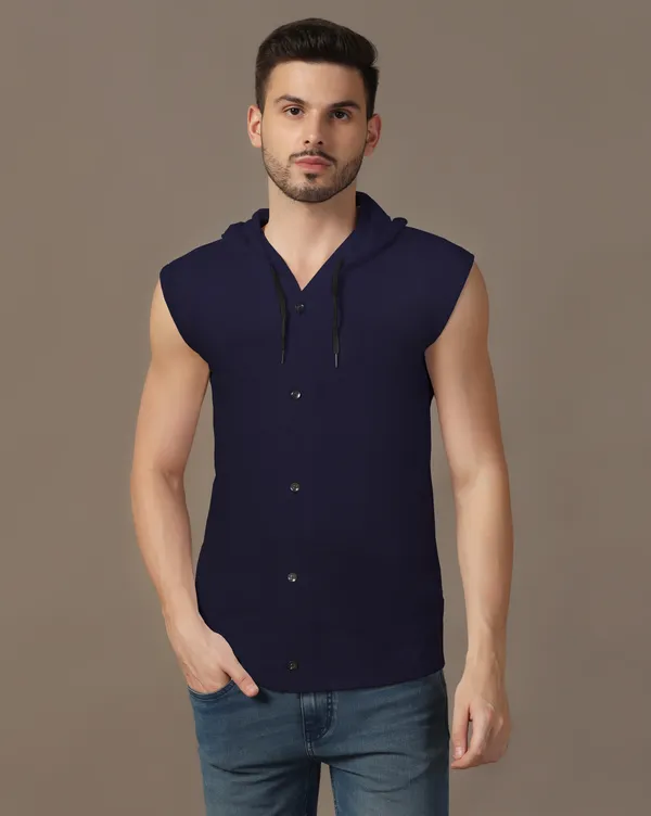 Dark_Blue_Cotton_Blend_Hooded_Neck_Sleeveless_T-Shirt_For_Men