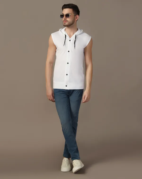 White_Cotton_Blend_Hooded_Neck_Sleeveless_T_Shirt_For_Men