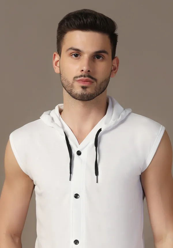 White_Cotton_Blend_Hooded_Neck_Sleeveless_T_Shirt_For_Men