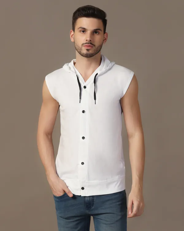 White_Cotton_Blend_Hooded_Neck_Sleeveless_T_Shirt_For_Men