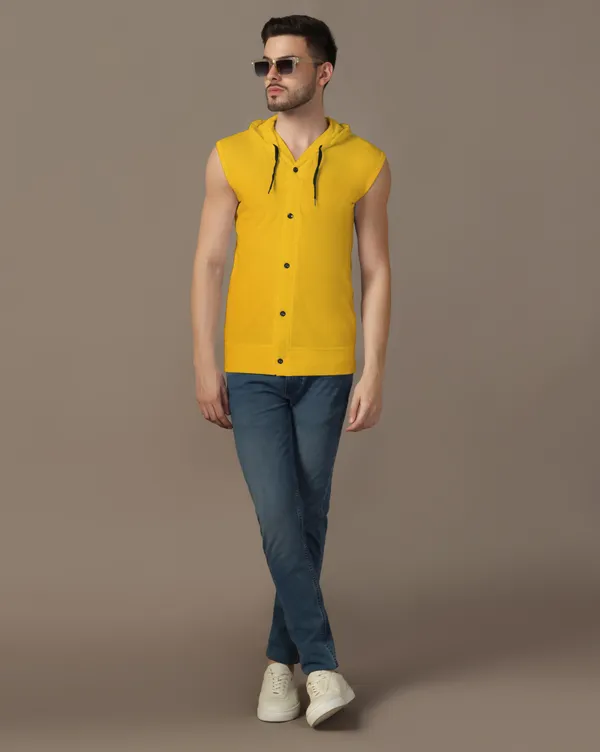 Yellow_Cotton_Blend_Hooded_Neck_Sleeveless_T_Shirt_For_Men