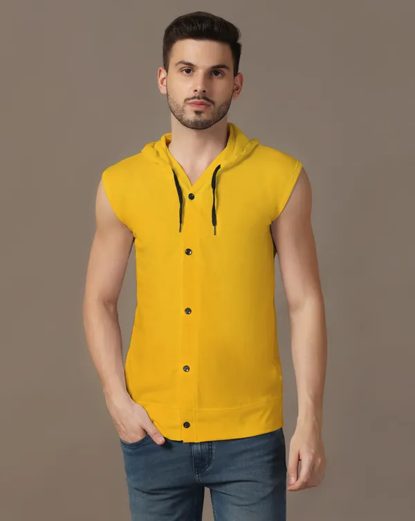 Yellow_Cotton_Blend_Hooded_Neck_Sleeveless_T_Shirt_For_Men