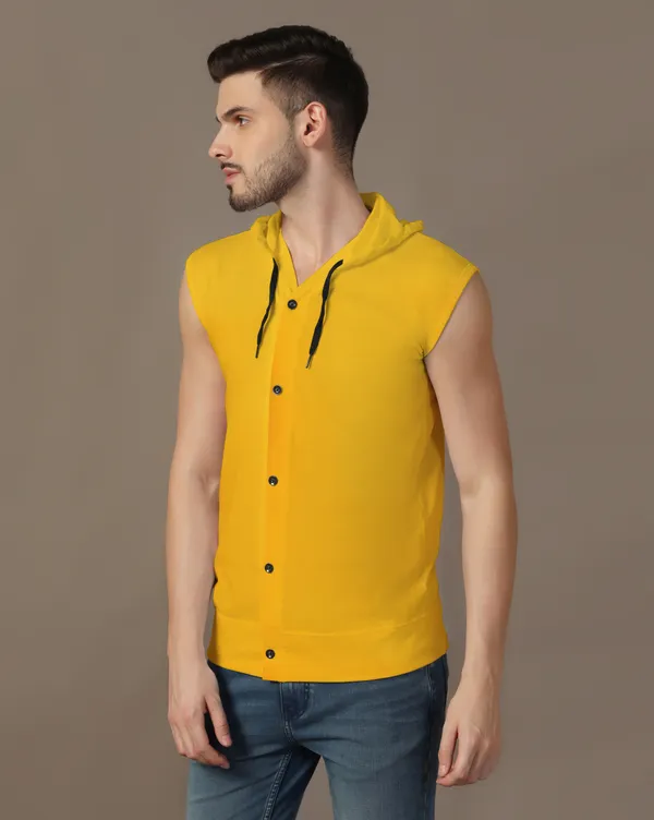 Yellow_Cotton_Blend_Hooded_Neck_Sleeveless_T_Shirt_For_Men