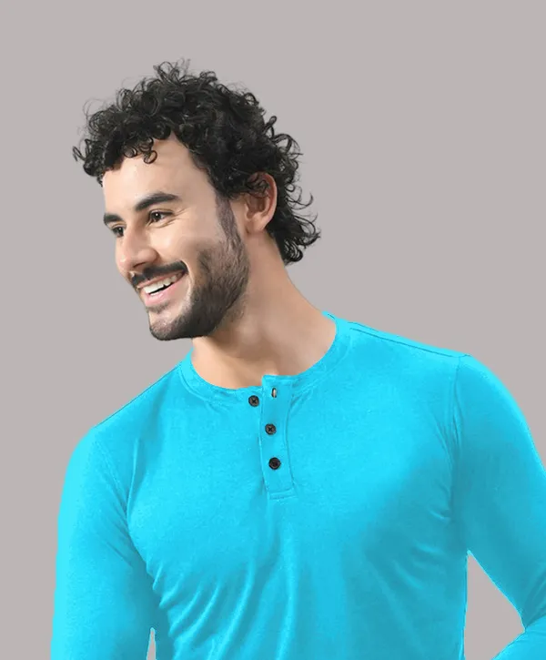 Turquoise_Cotton_Blend_Henley_Neck_Full_Sleeve_T_Shirt_For_Men