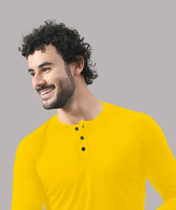 Yellow_Cotton_Blend_Henley_Neck_Full_Sleeve_T_Shirt_For_Men